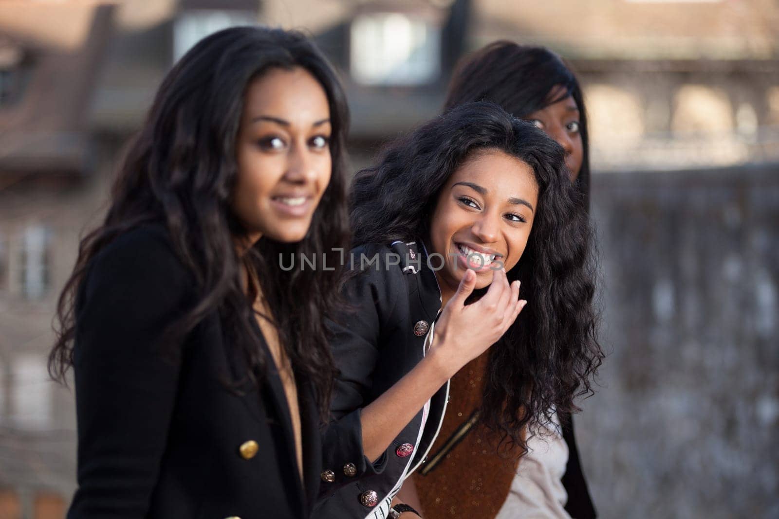 Outdoor Portrait  of happy young african american teenage girls