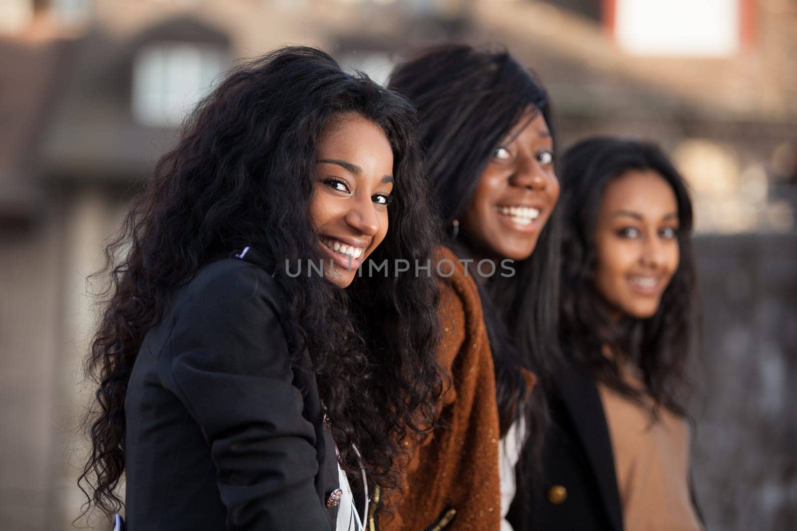 Outdoor Portrait  of happy young african american teenage girls