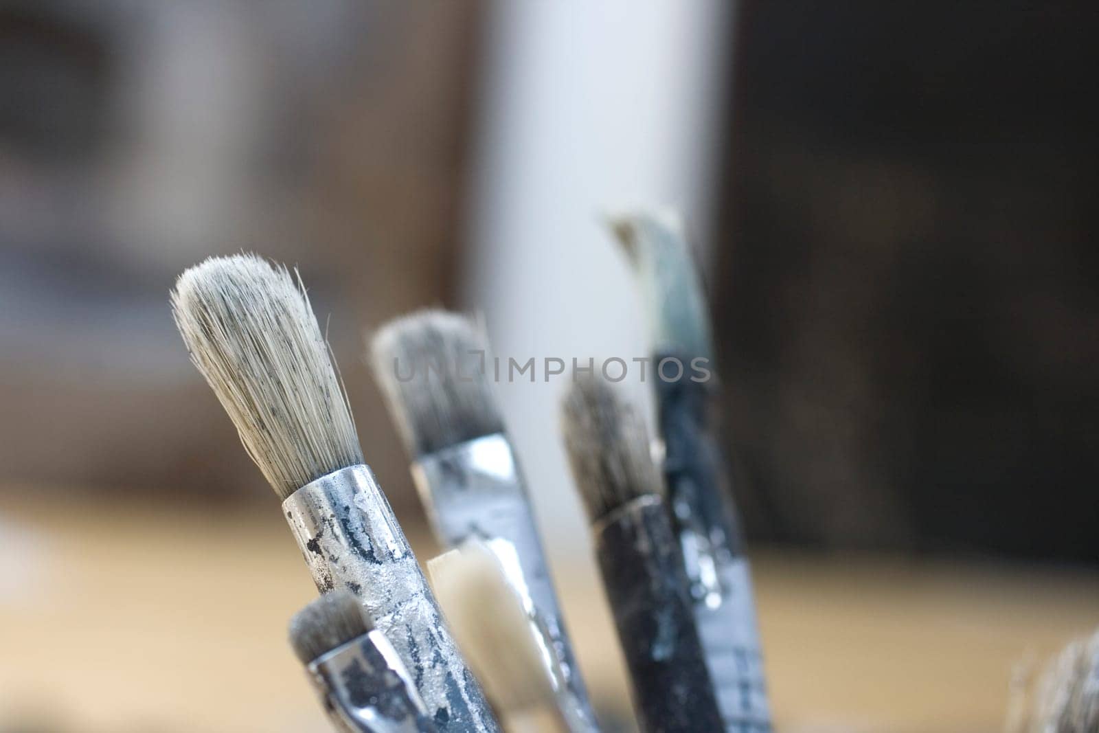 Close up of old Paintbrushes