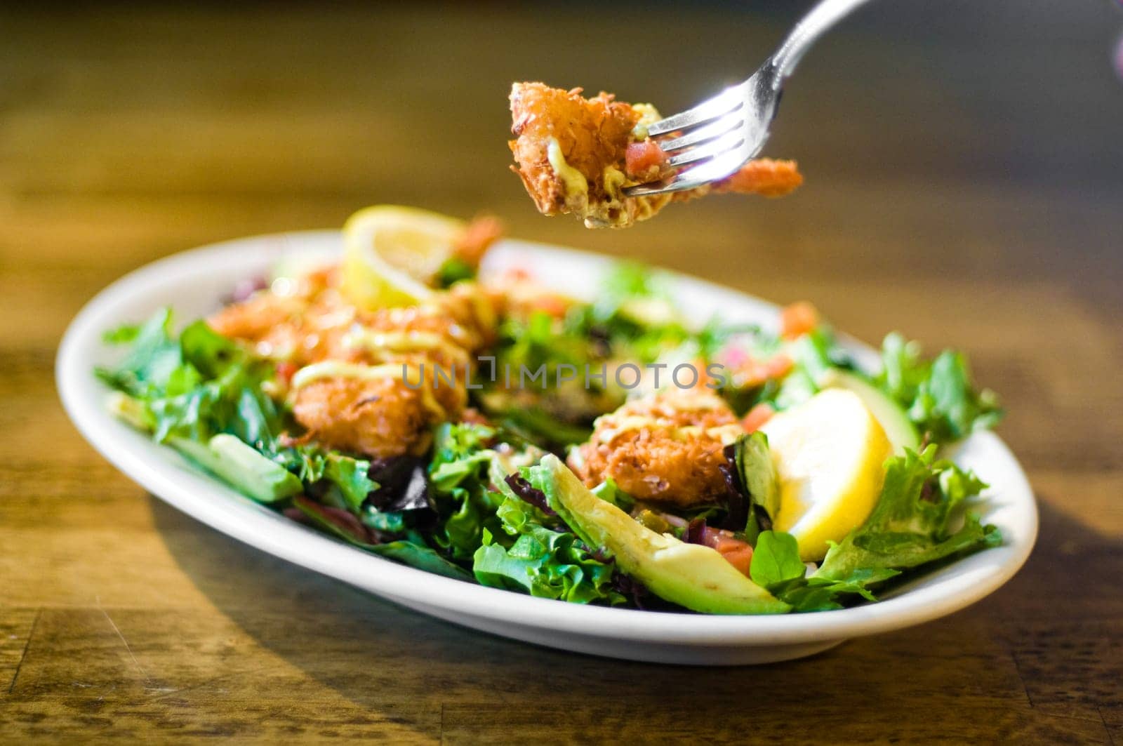 Avocado chicken salad served on a plate