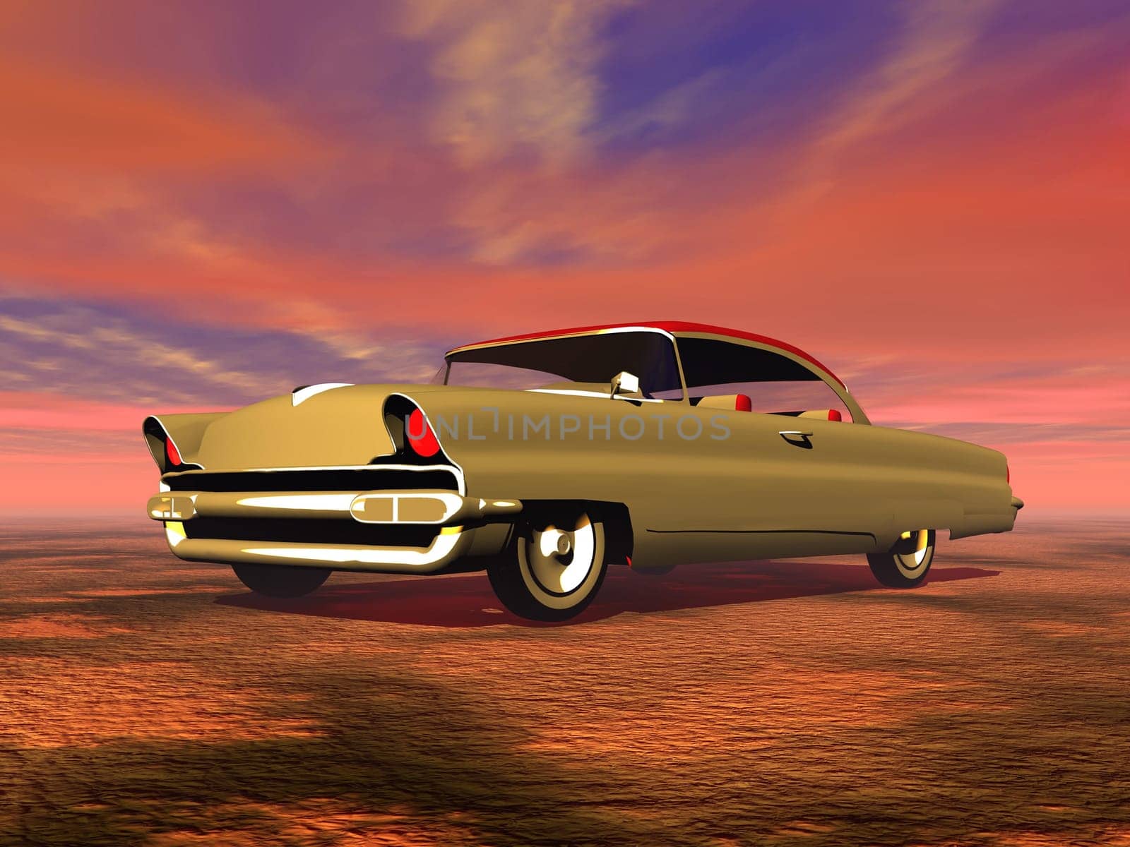Old car from 60&#039 s in colorful background
