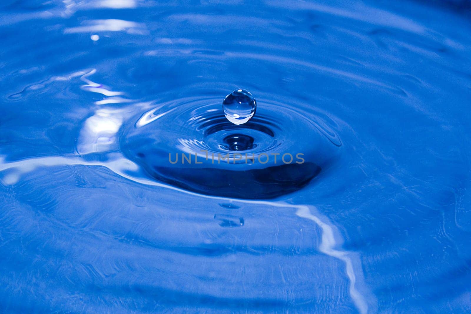 Water drop making a ripple on the surface