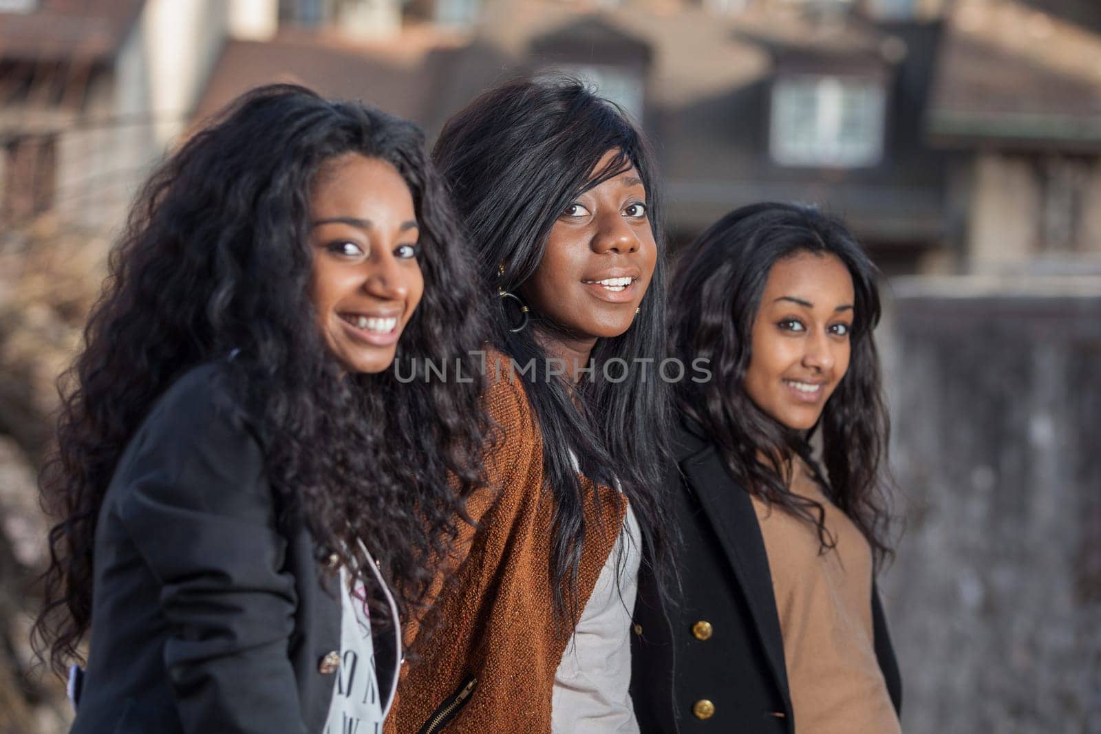 Outdoor Portrait  of happy young african american teenage girls