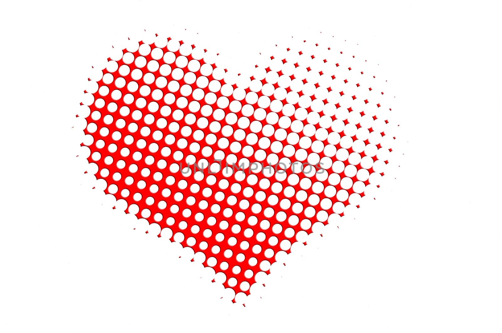 Dotted valentine heart illustration on white background