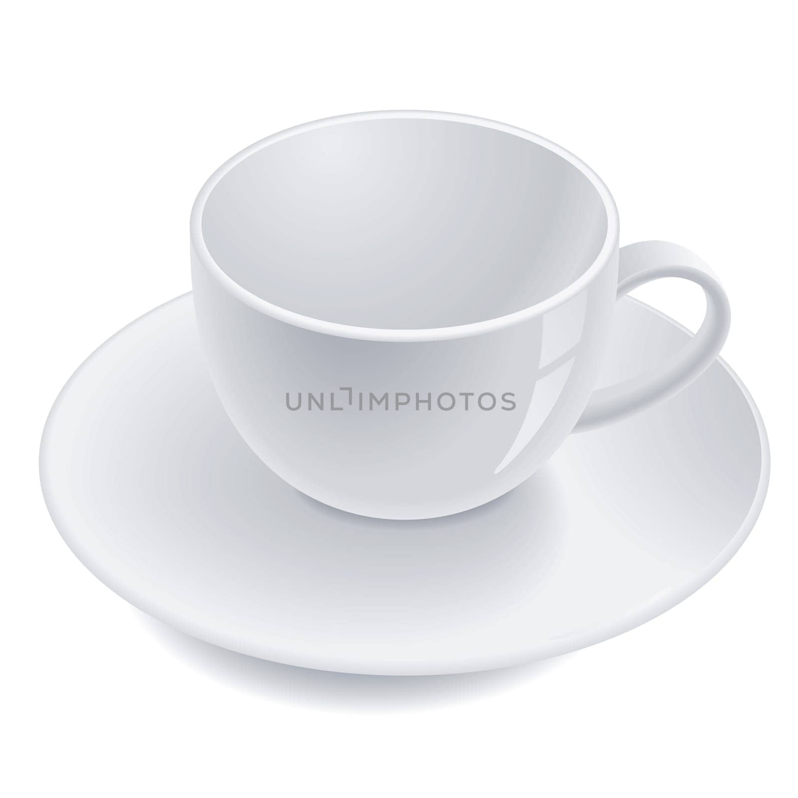 Empty teacup on saucer. Vector illustration
