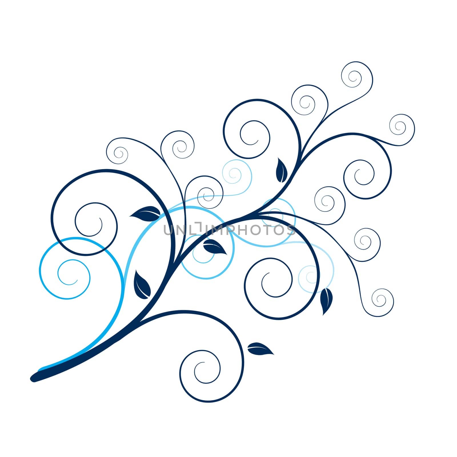 Illustration drawing of design elements. Plant on white.