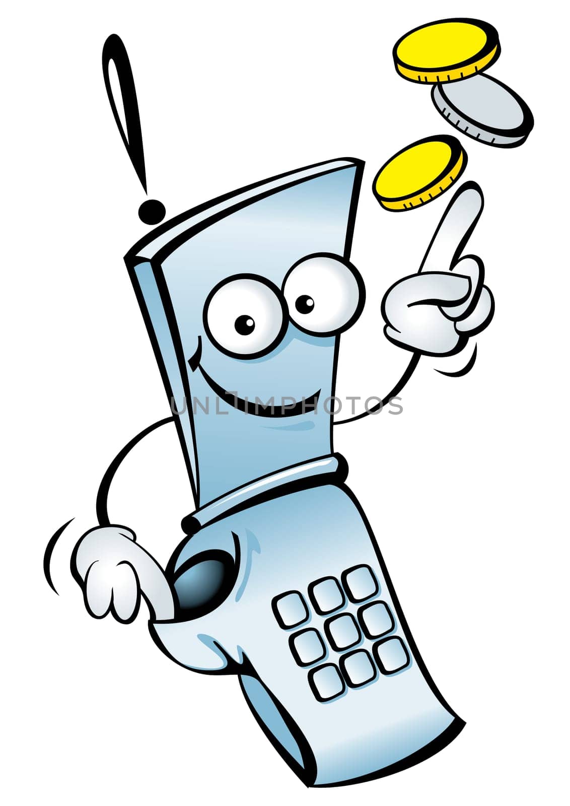 Funny vector mobile telephone, with your money.