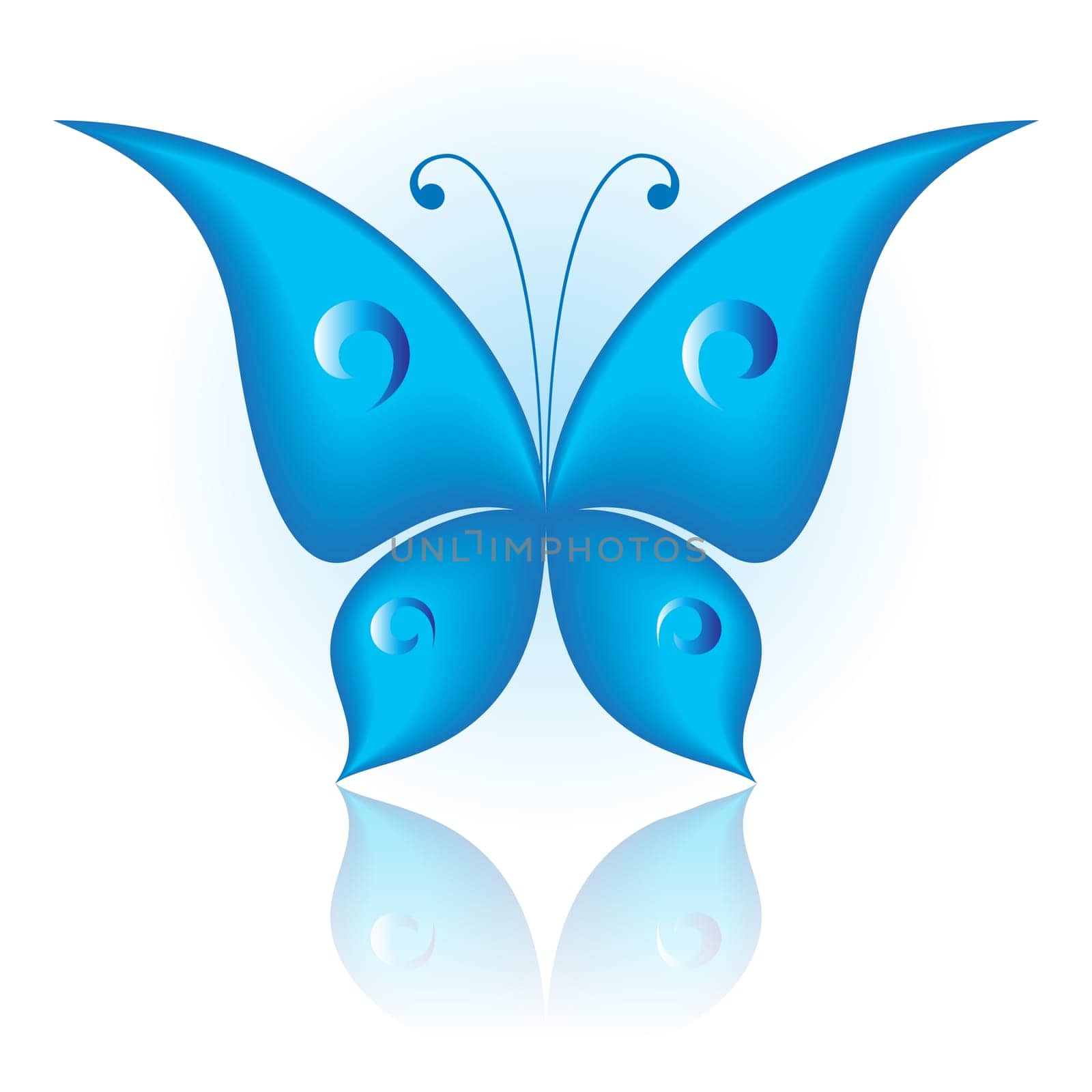Vector illustration of blue icon simply butterfly