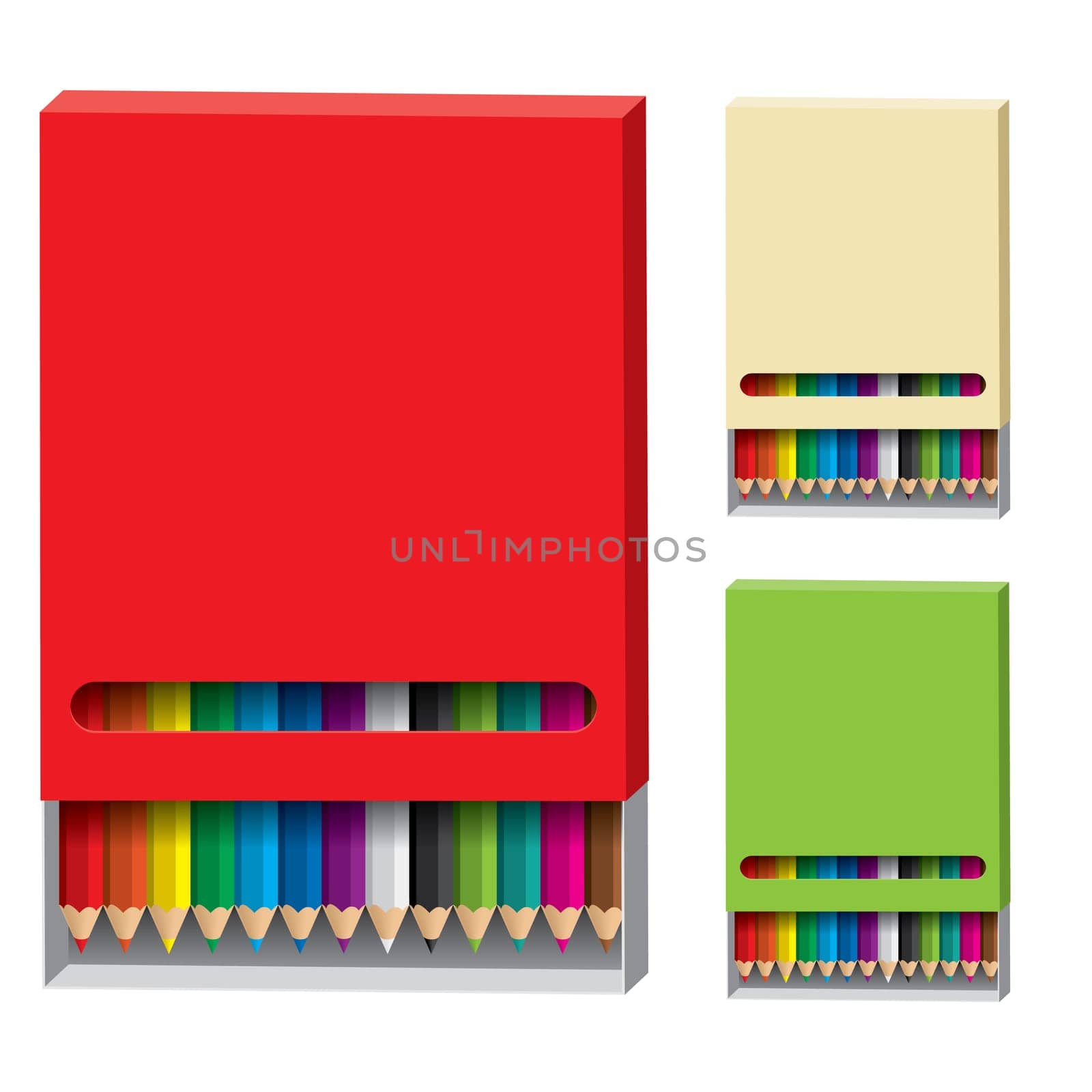 Box of wooden pencils on white background