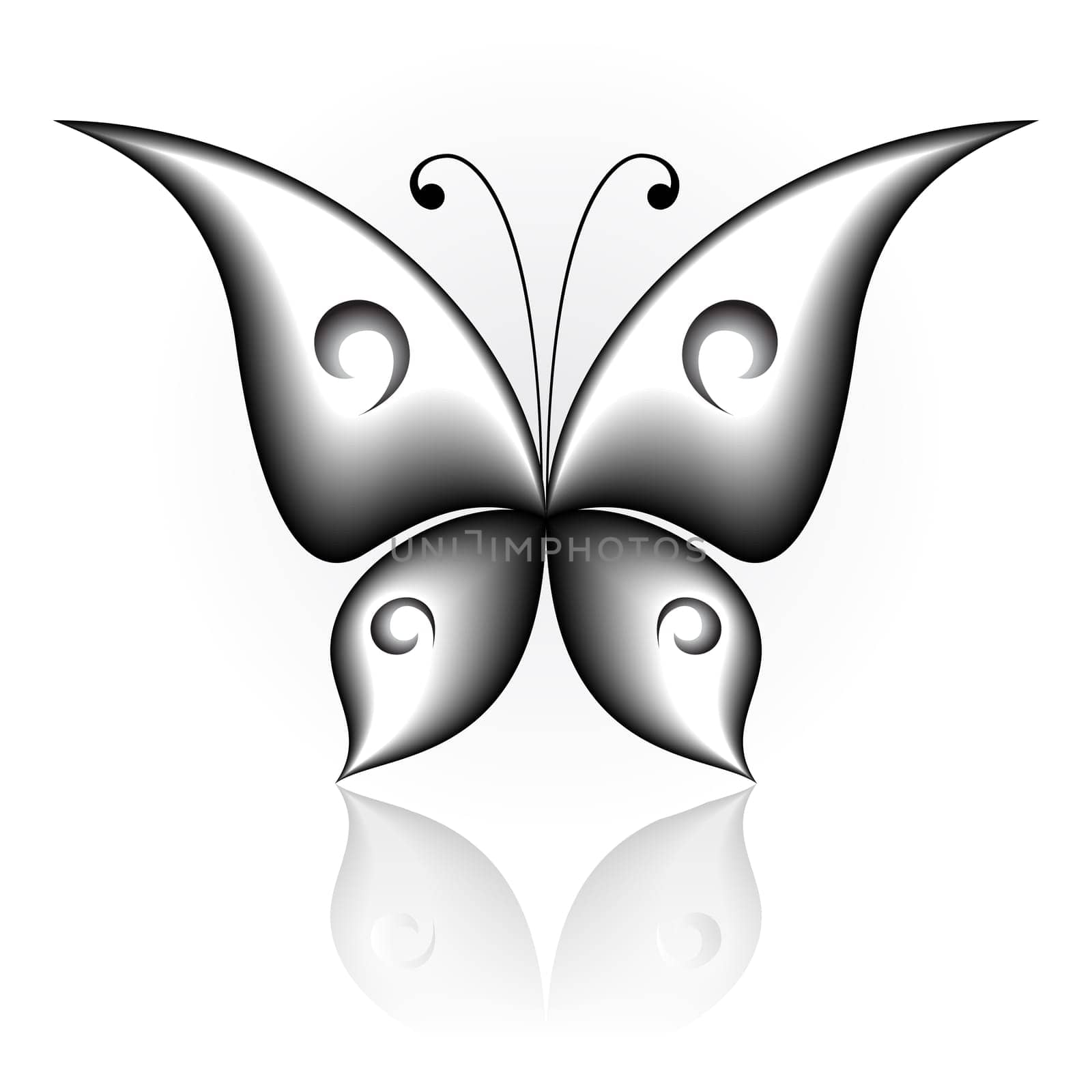Vector illustration of black icon simply butterfly