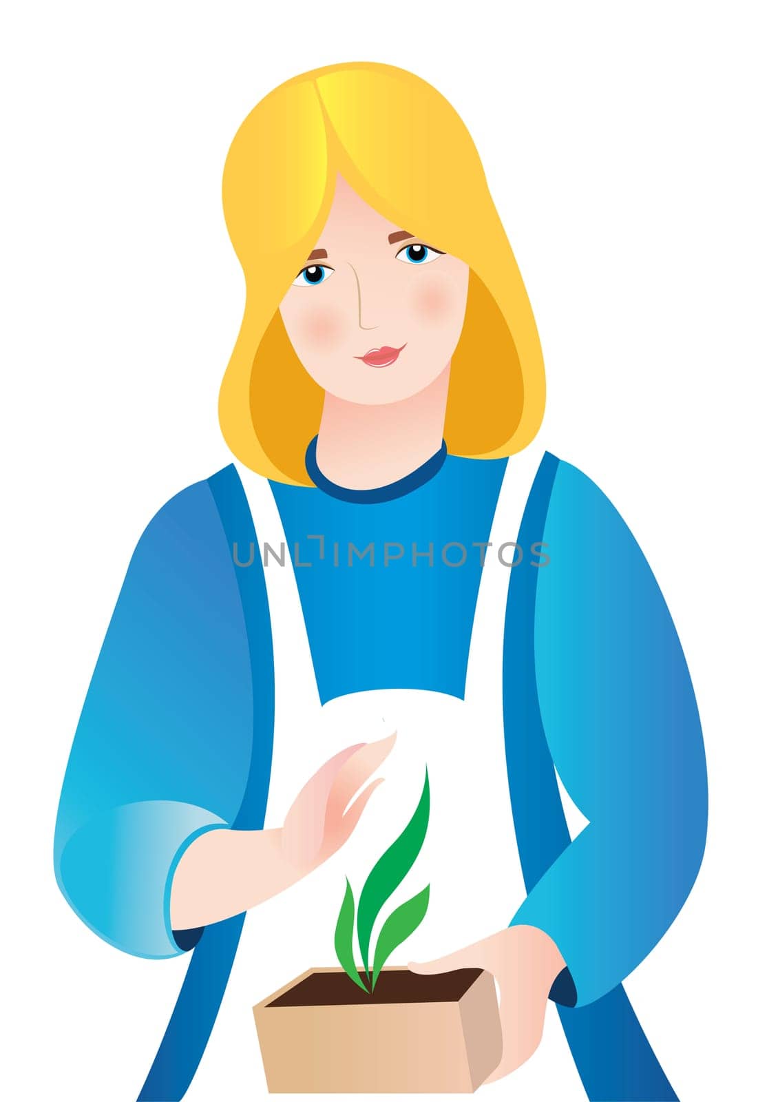 Illustration of girl with tomatoes on white background