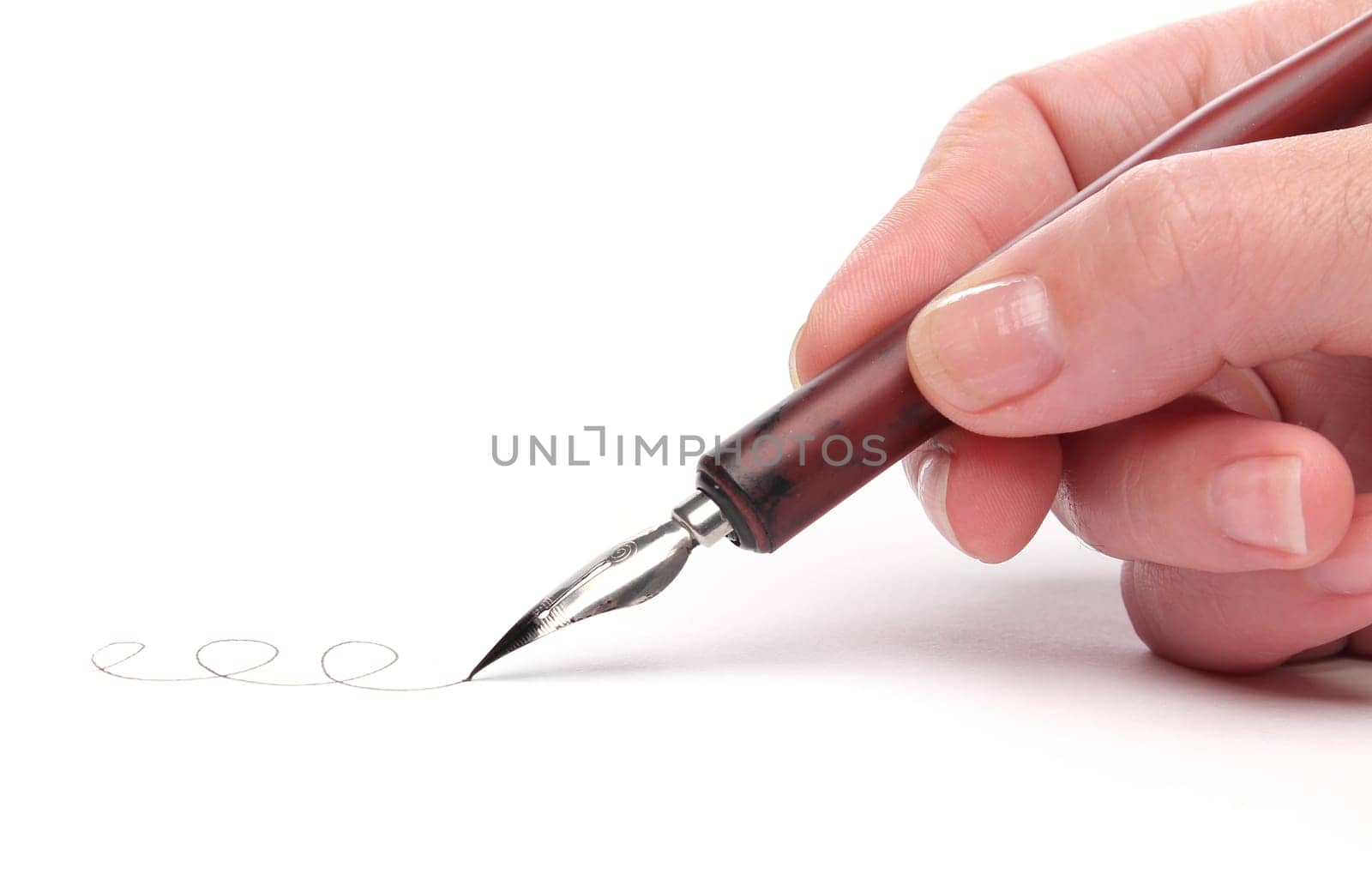 Hand writing with a nib