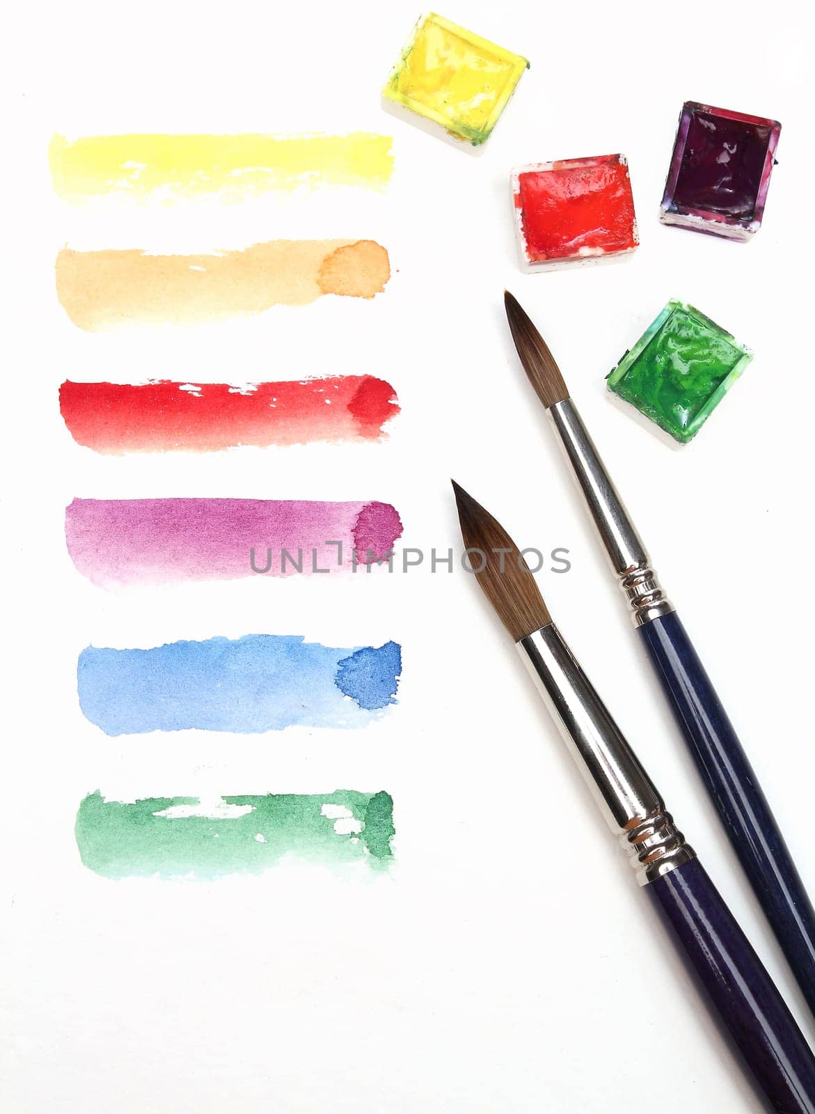 Watercolour strokes over white