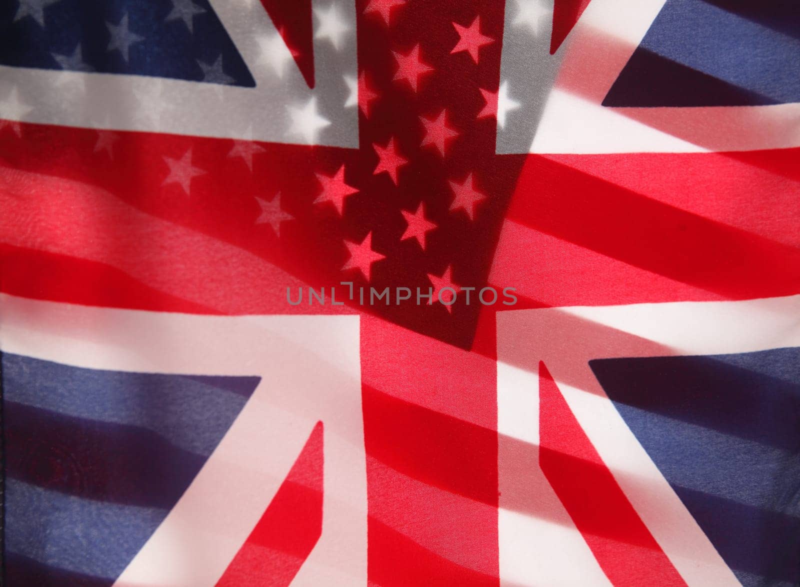 backlit flags of two countries