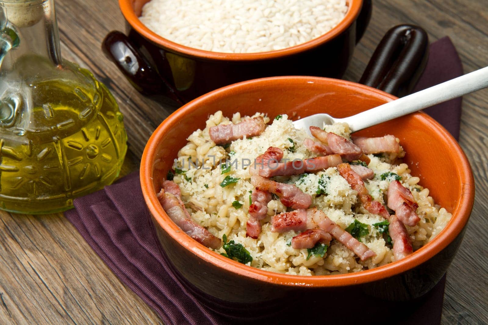 risotto with mushrooms and bacon