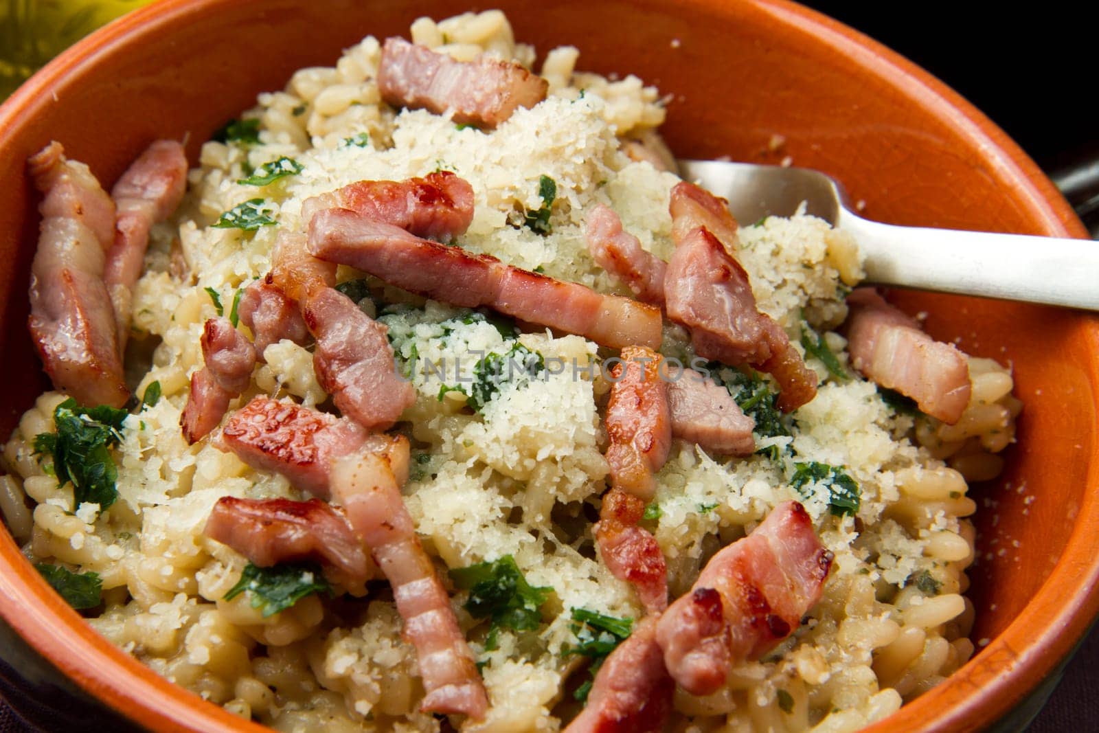risotto with  mushrooms and bacon