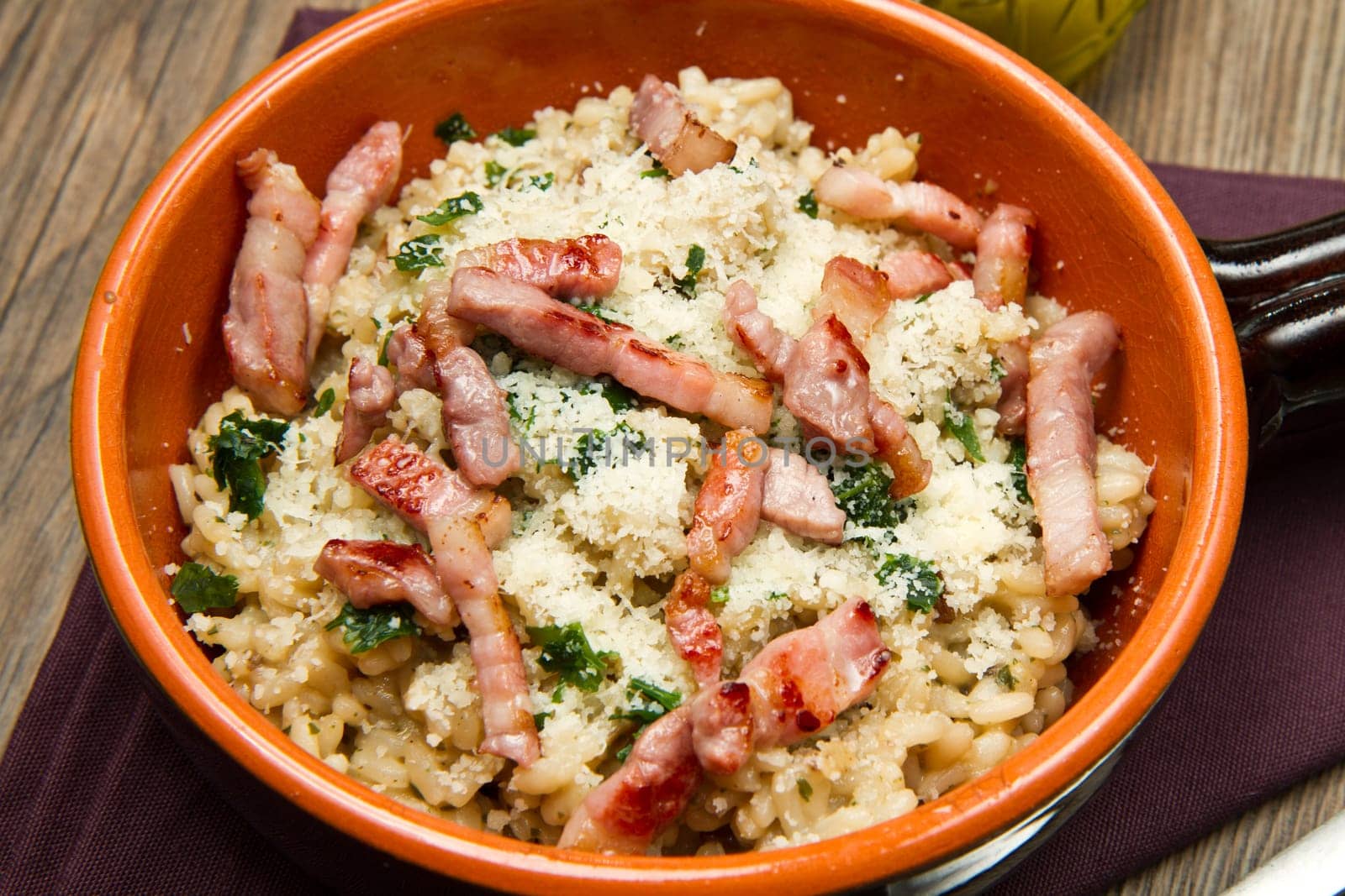 risotto with  mushrooms and bacon