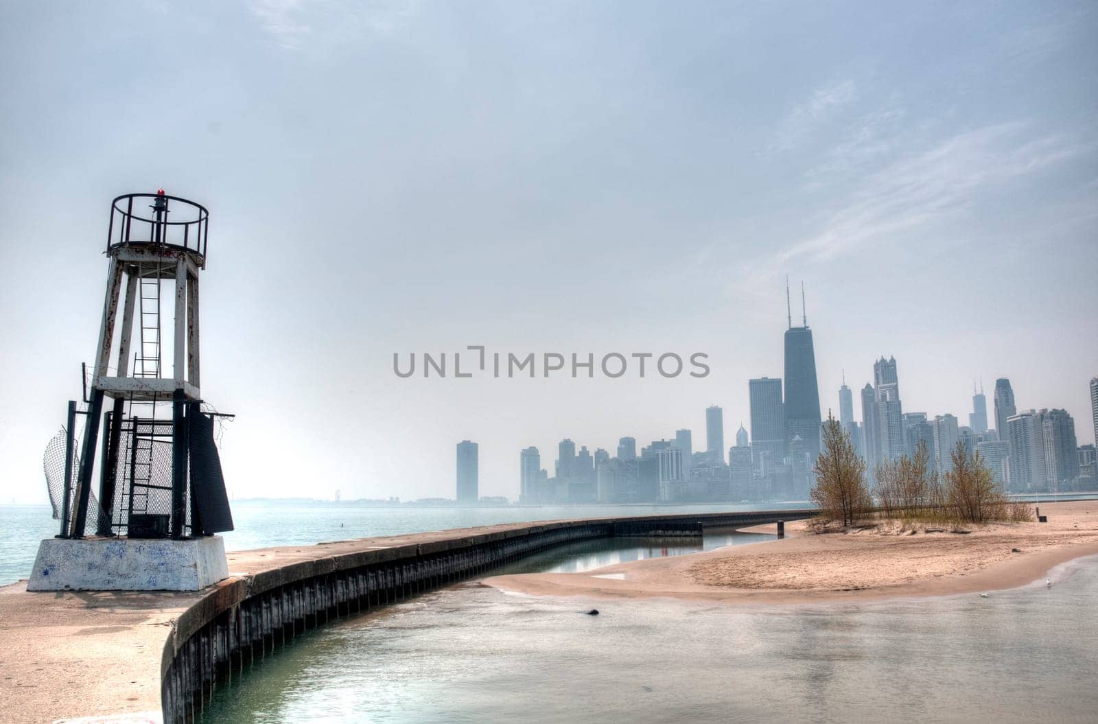 HDR of Chicago with Fog