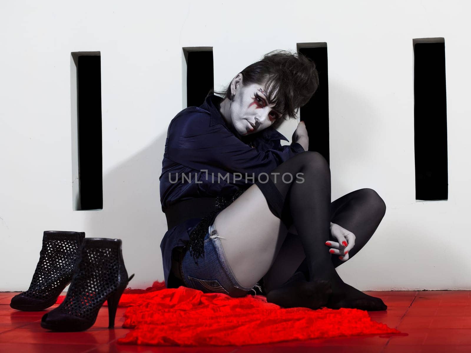 Woman as a vampire. Halloween face art