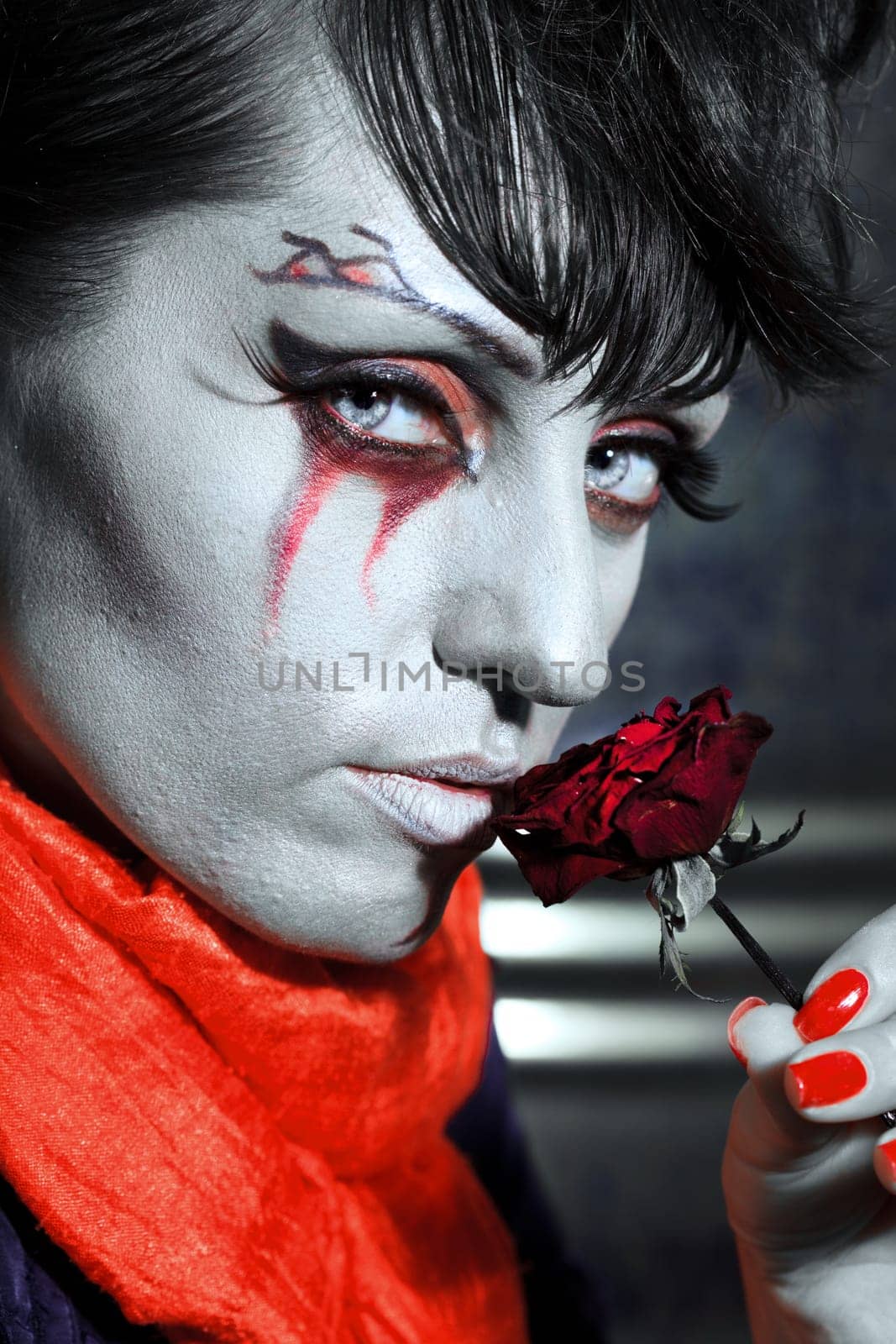 Woman as a vampire. Halloween face art