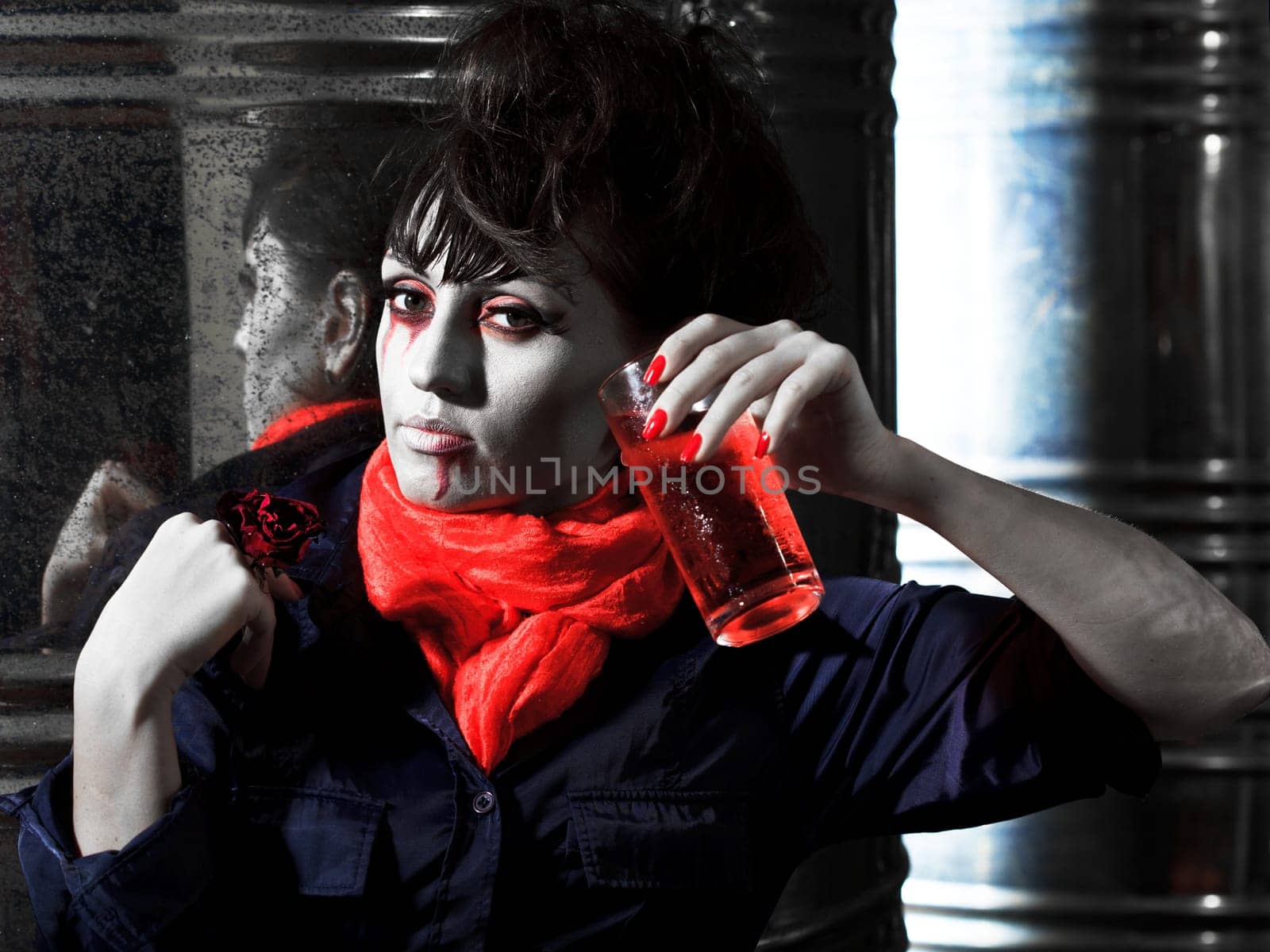 Woman as a vampire. Halloween face art