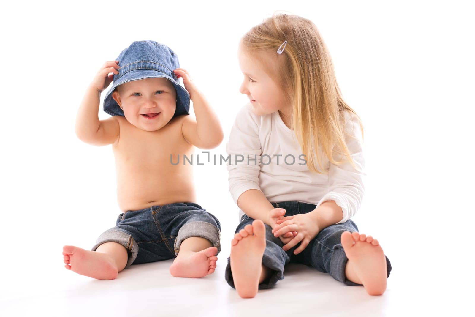 the studio portrait of two sisters