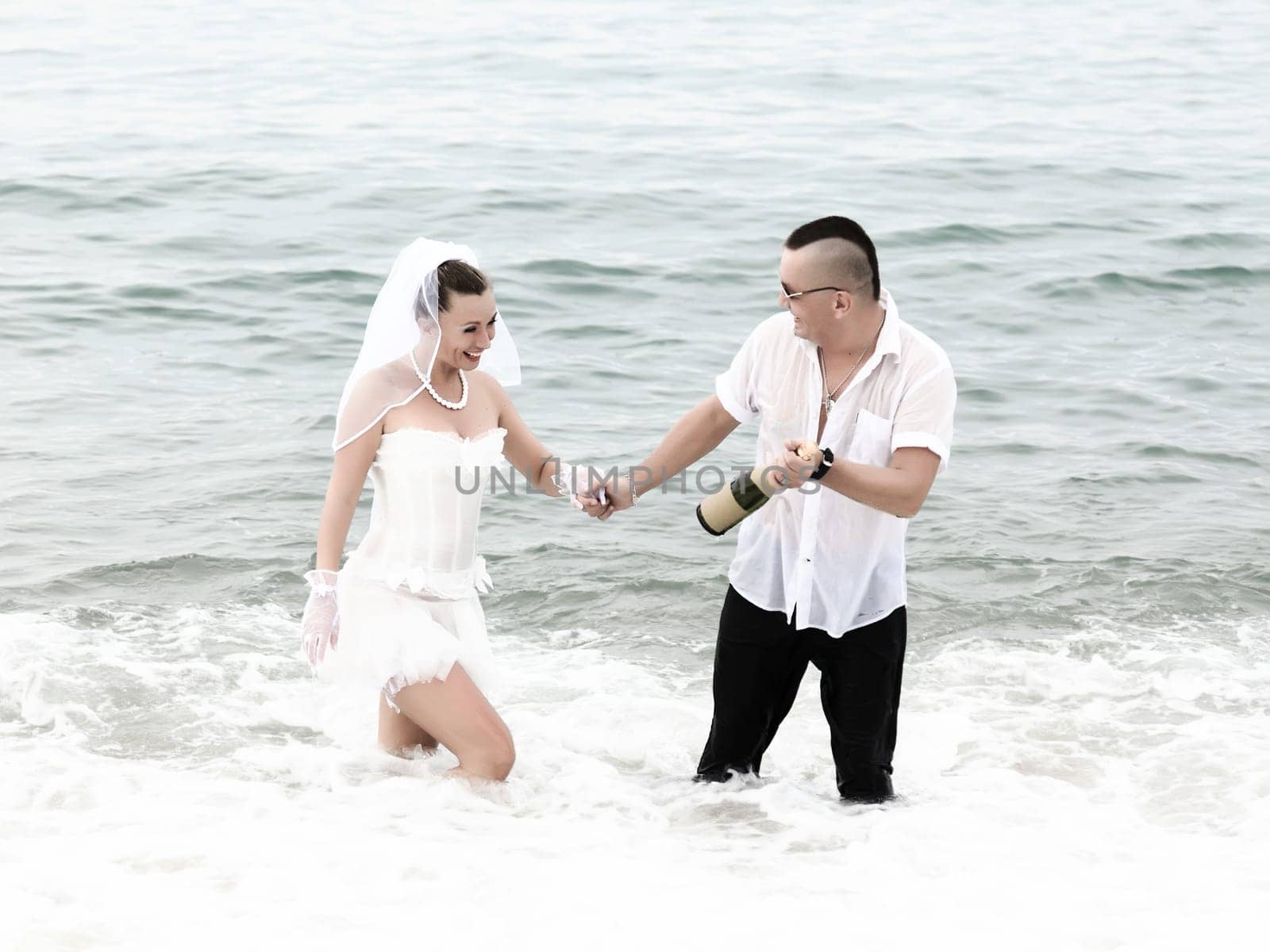 Celebration of wedding in the tropical sea