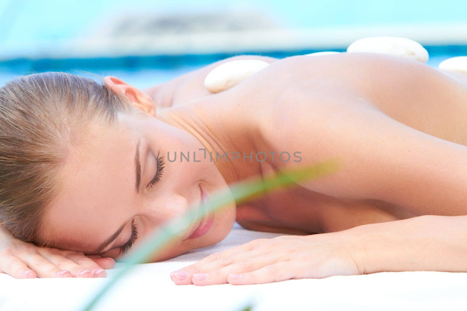 Relaxed woman taking spa treatment at outdoor