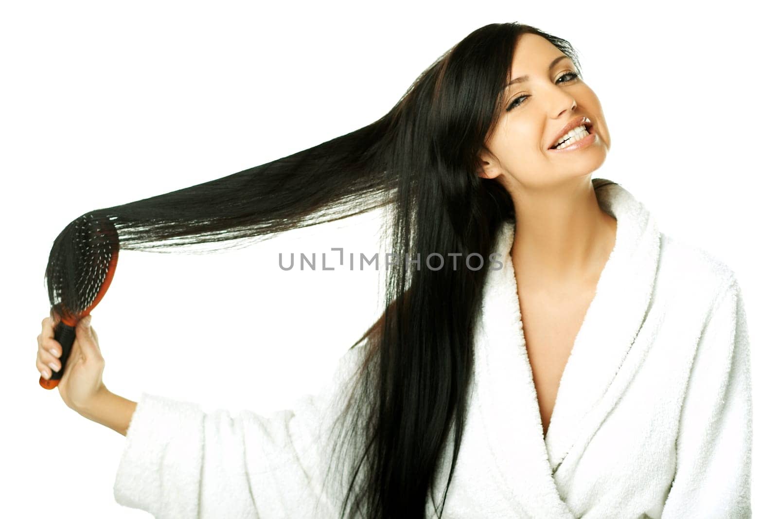 Young beautiful woman during daily morning routines