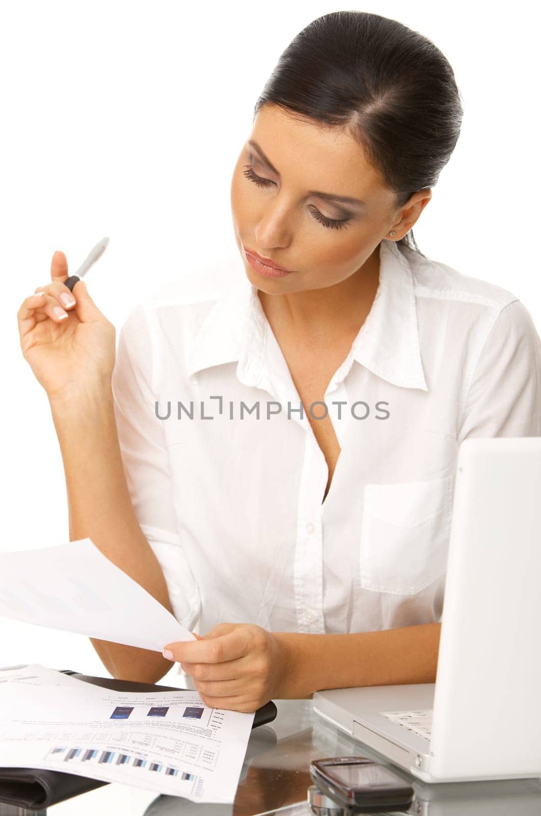 Portrait of beautiful business woman with laptop