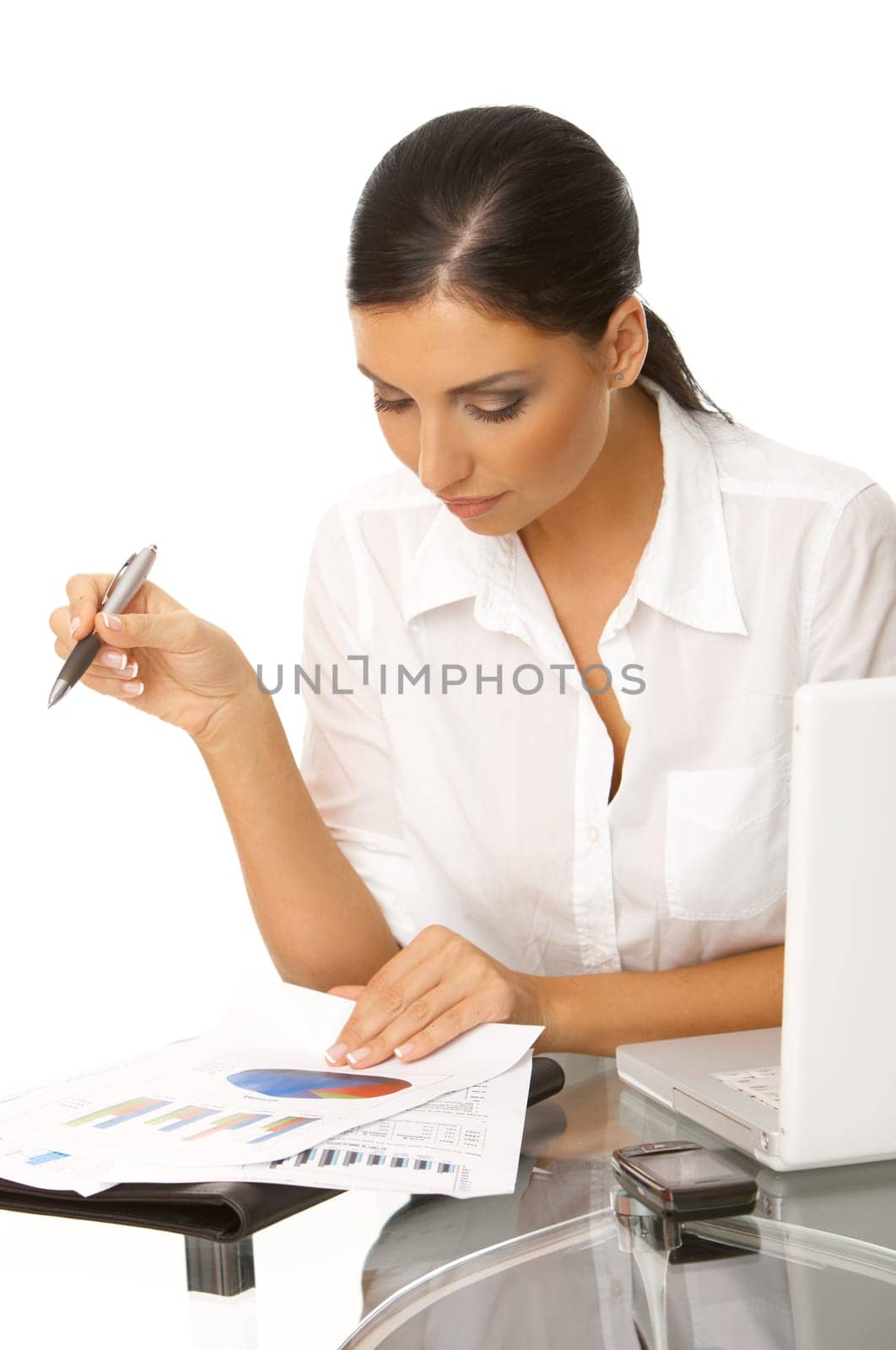 Portrait of beautiful business woman with laptop