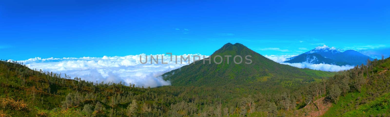 Volcano Ranti . View from the volcano Ijen. Java. Indonesia. Panorama.
