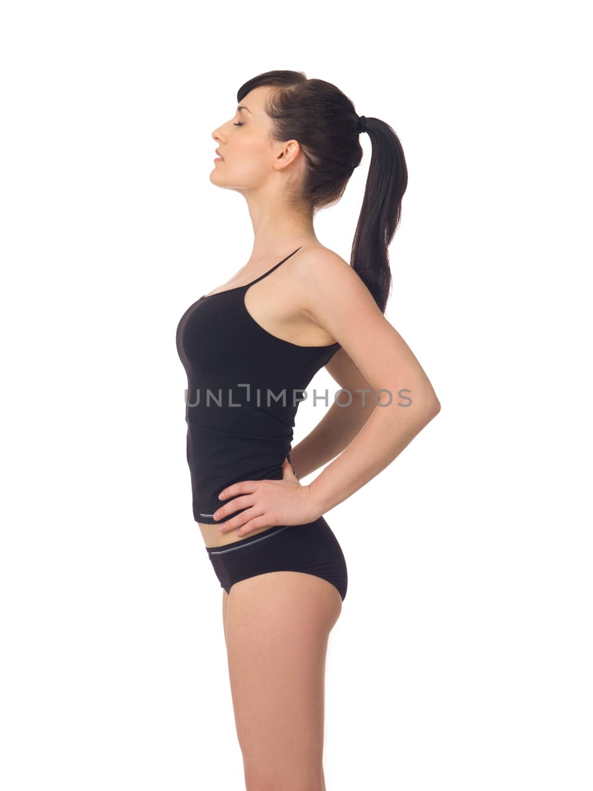 Young beautiful woman during fitness time and exercising