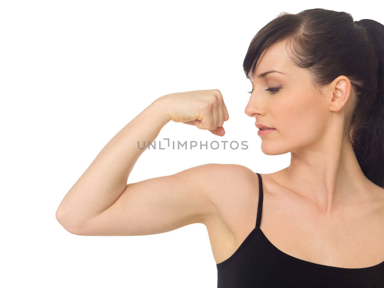 Young beautiful woman during fitness time and exercising