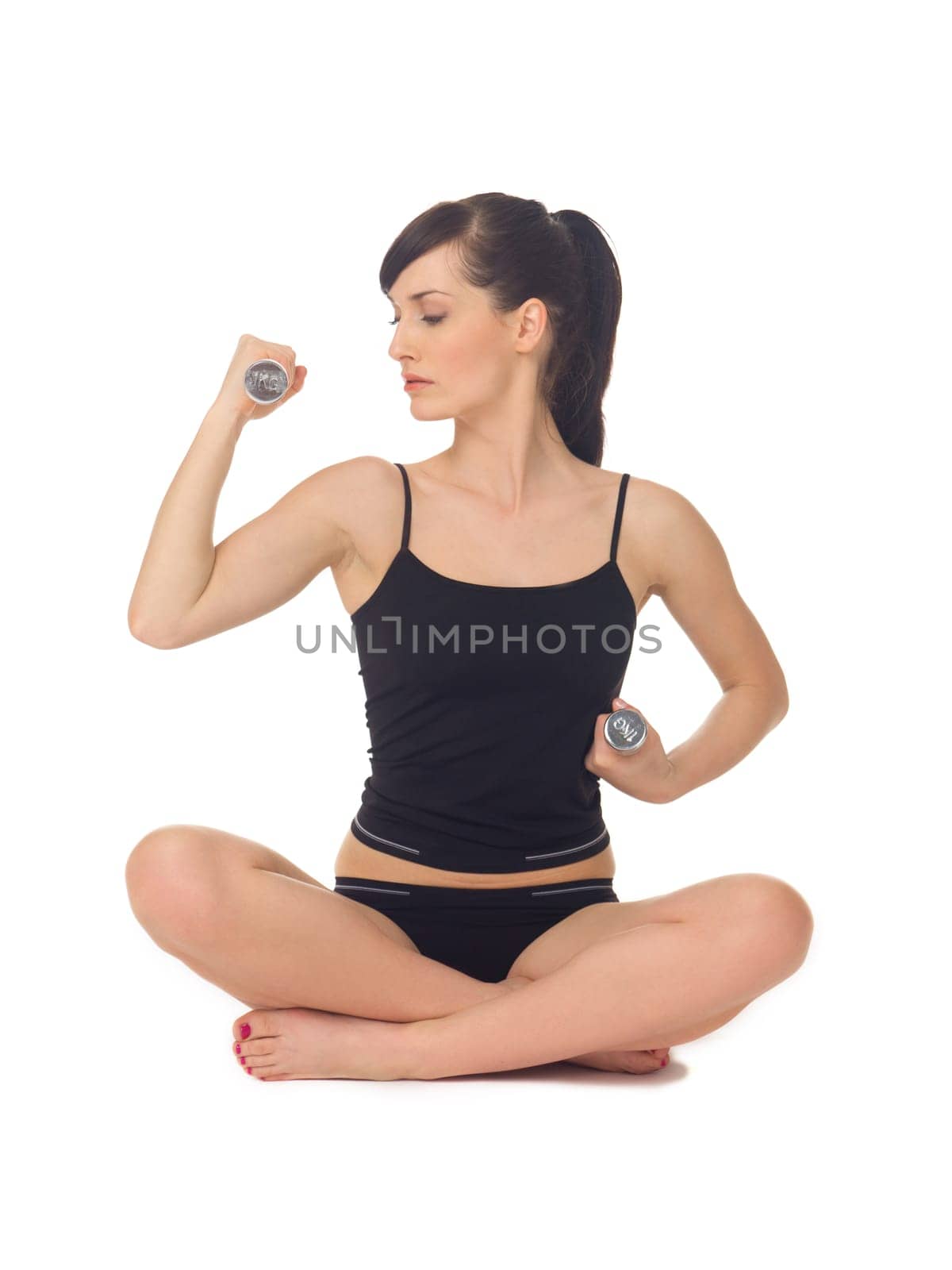 Young beautiful woman during fitness time and exercising