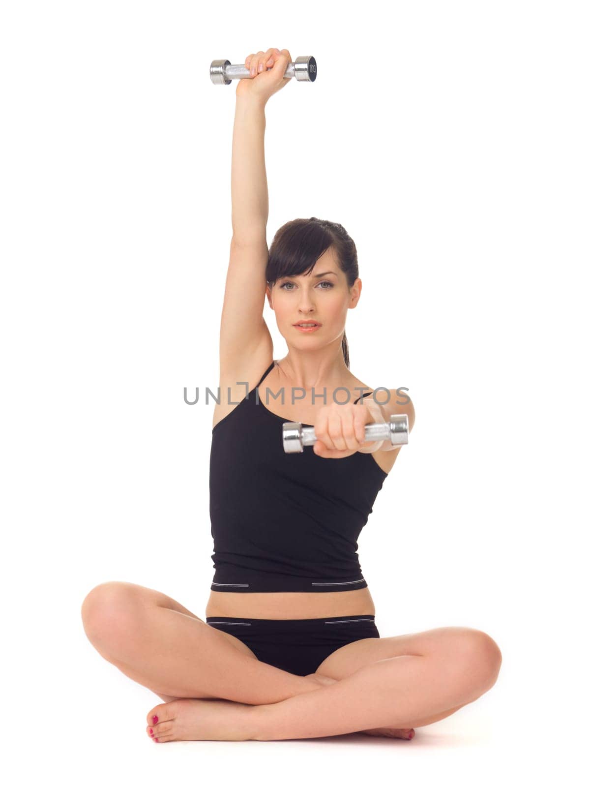 Young beautiful woman during fitness time and exercising
