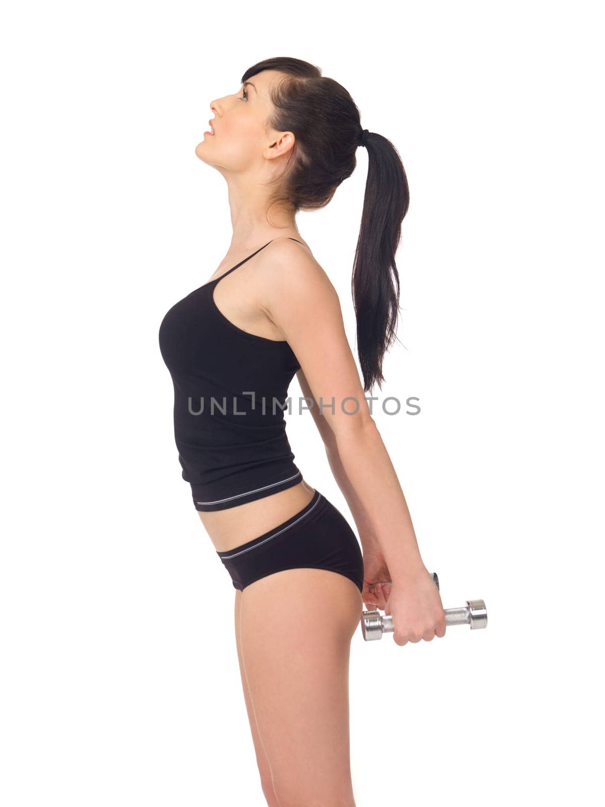 Young beautiful woman during fitness time and exercising