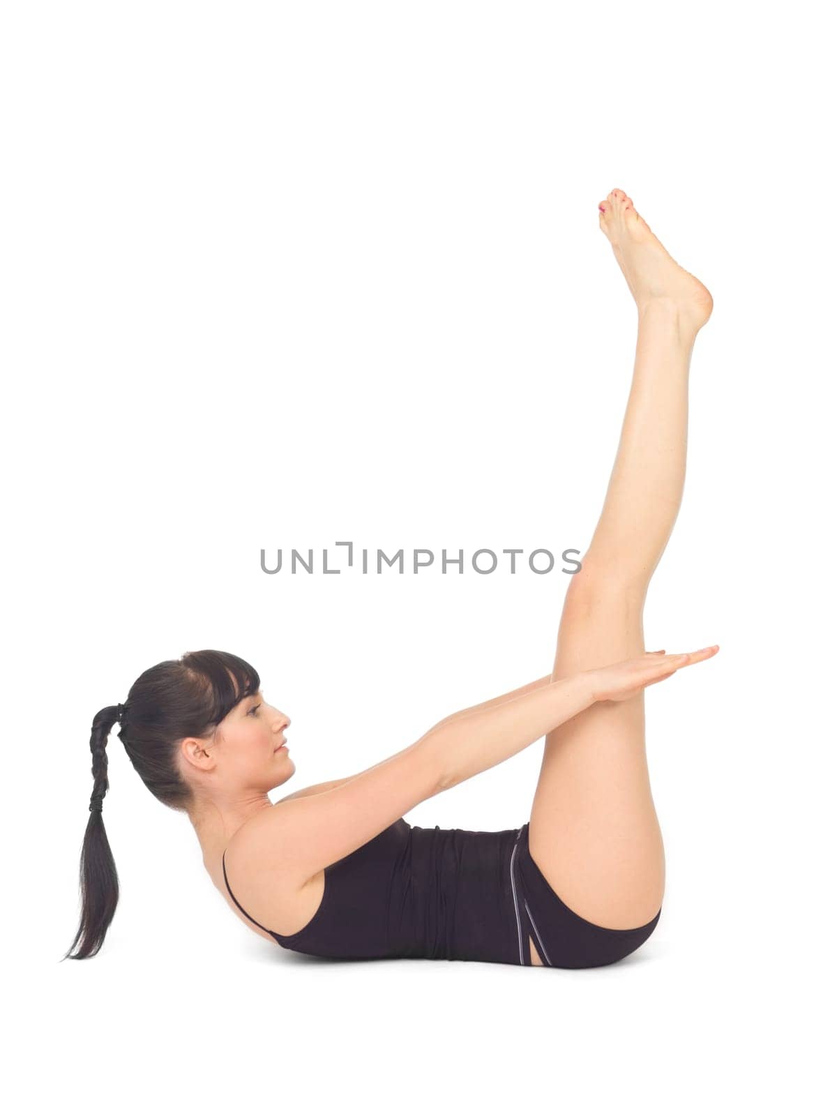 Young beautiful woman during fitness time and exercising