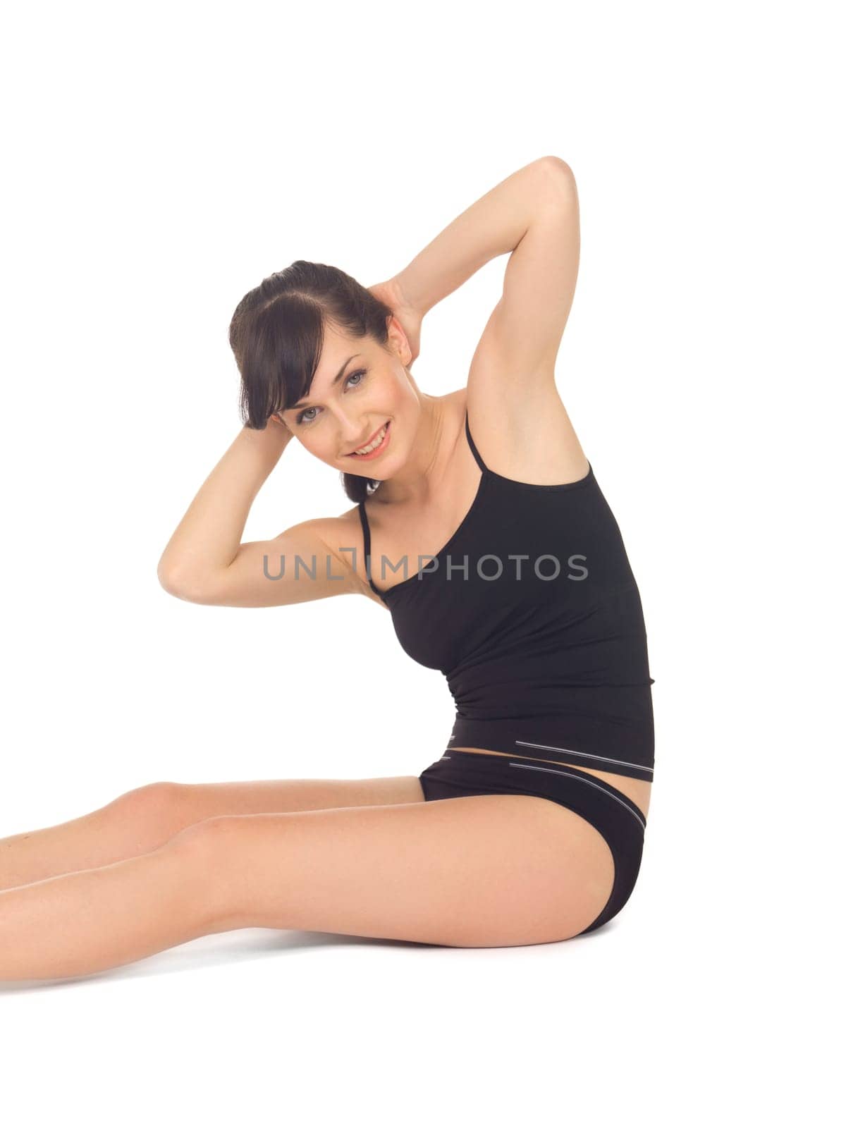Young beautiful woman during fitness time and exercising