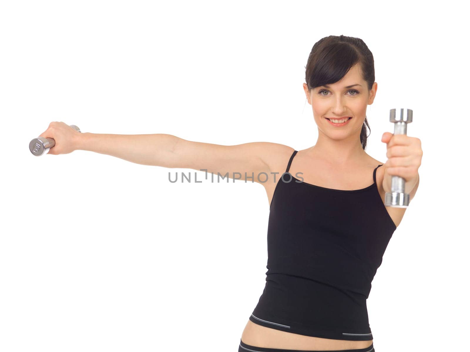 Young beautiful woman during fitness time and exercising
