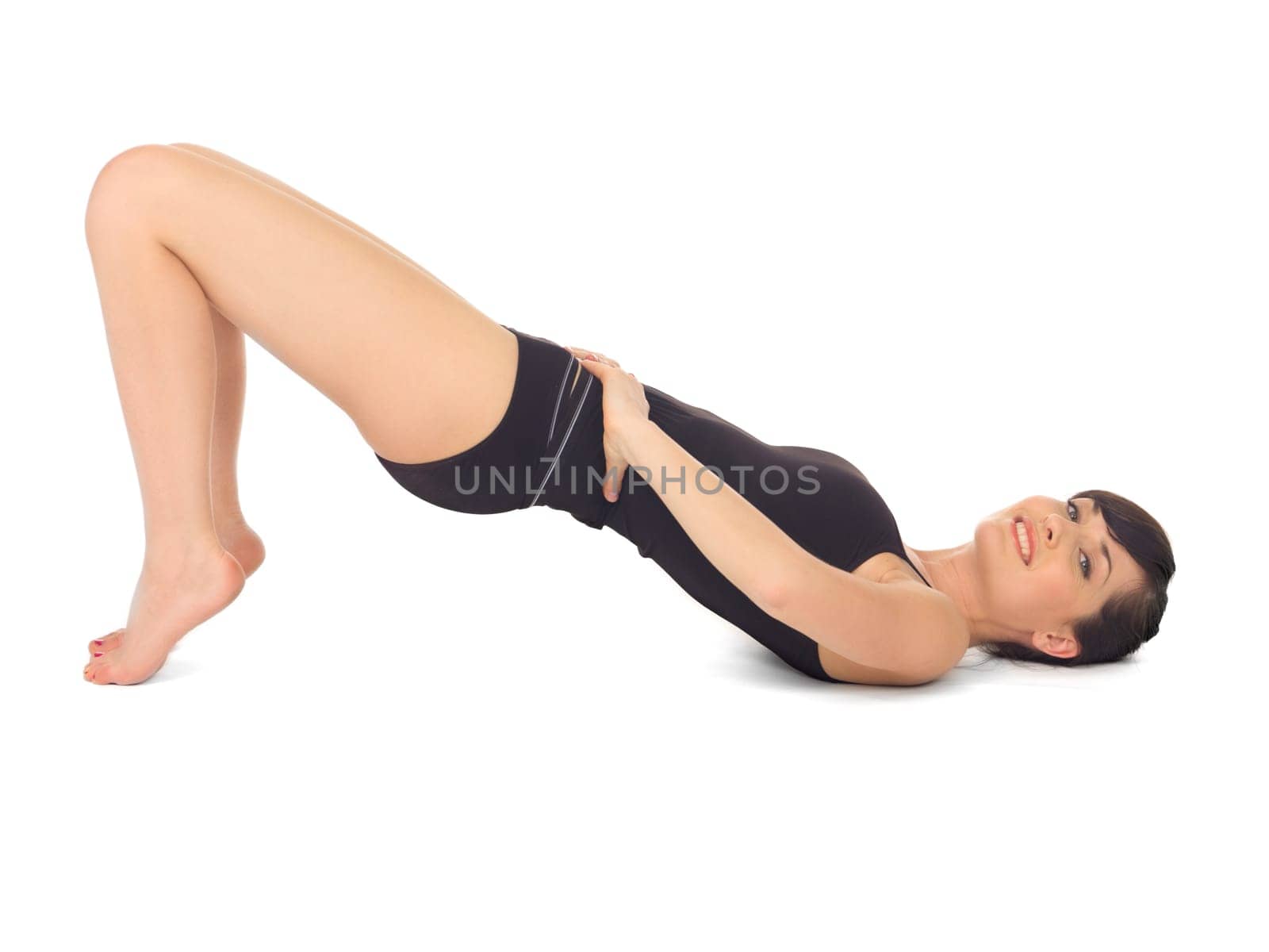Young beautiful woman during fitness time and exercising