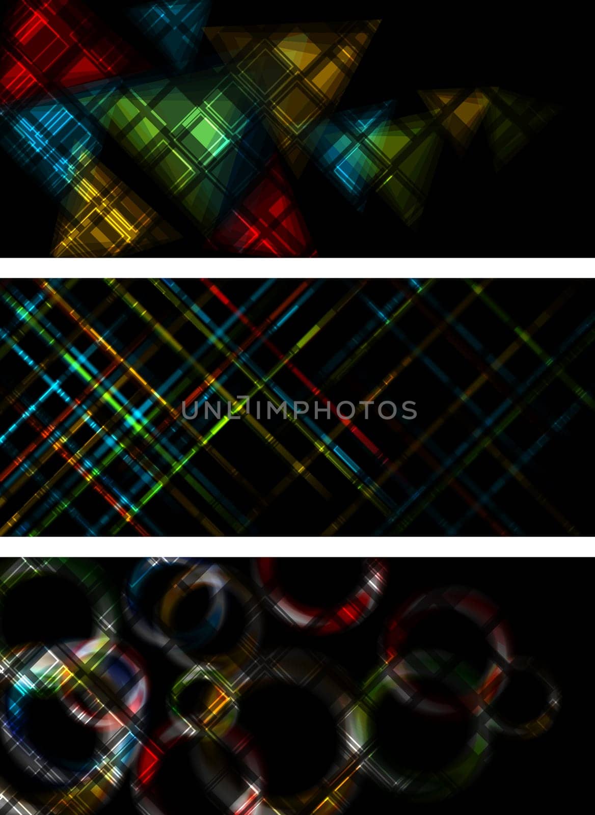 Set of bright iridescent banners. Eps 10
