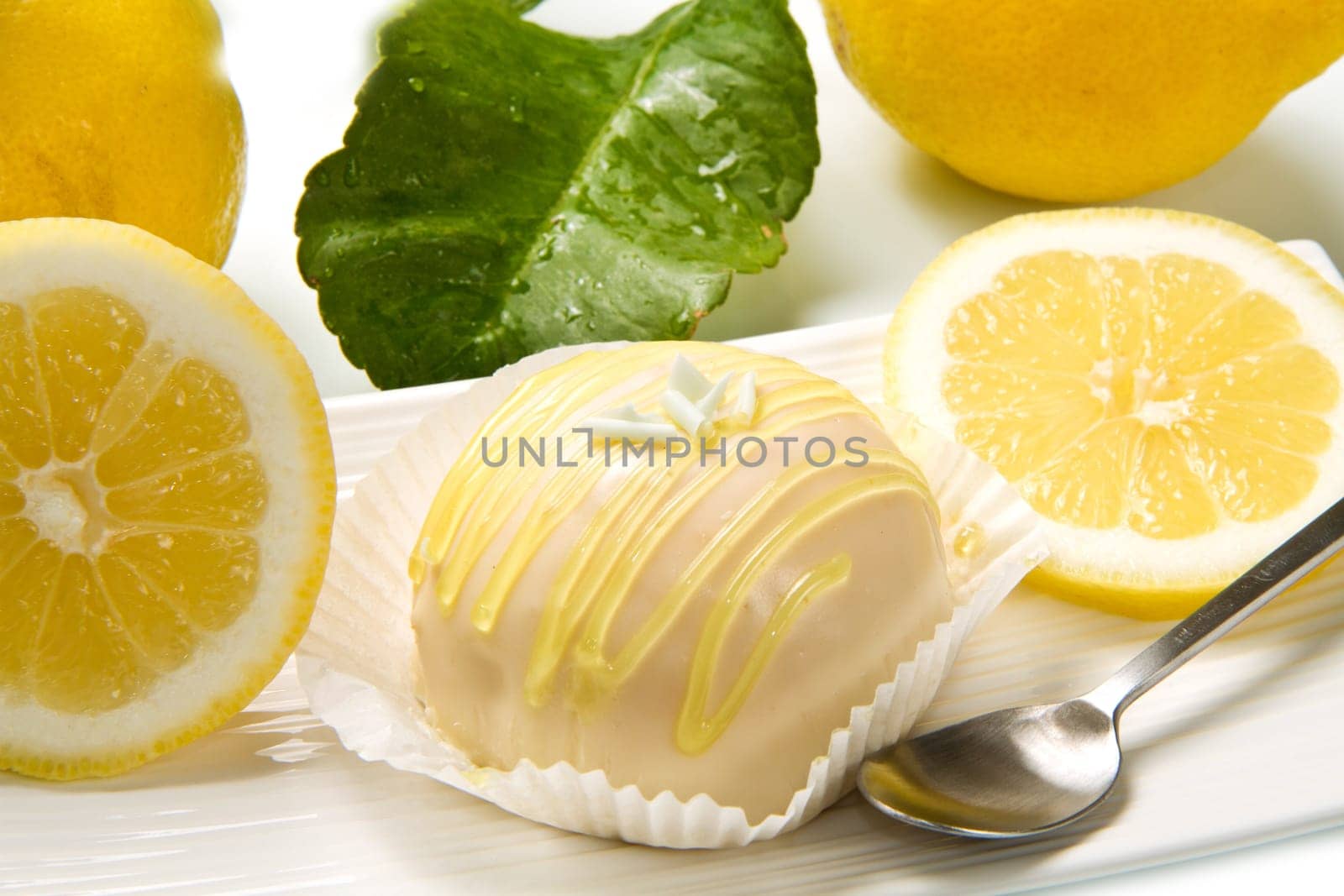 delicious lemon cake on white dish