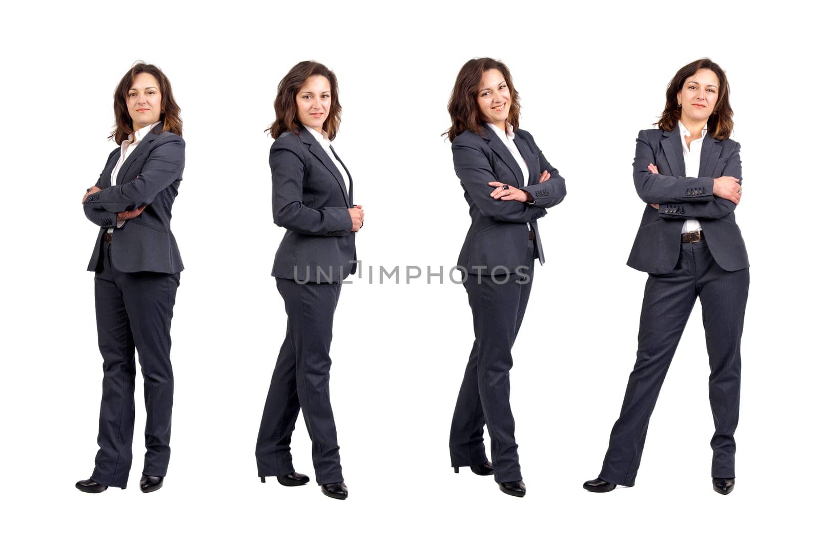 Beautiful businesswoman posing isolated in white