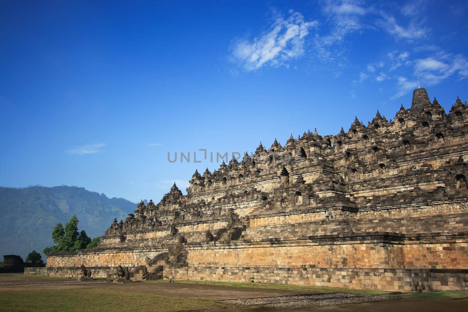 Borobudur temple at sunny day. Central Java. Indonesia