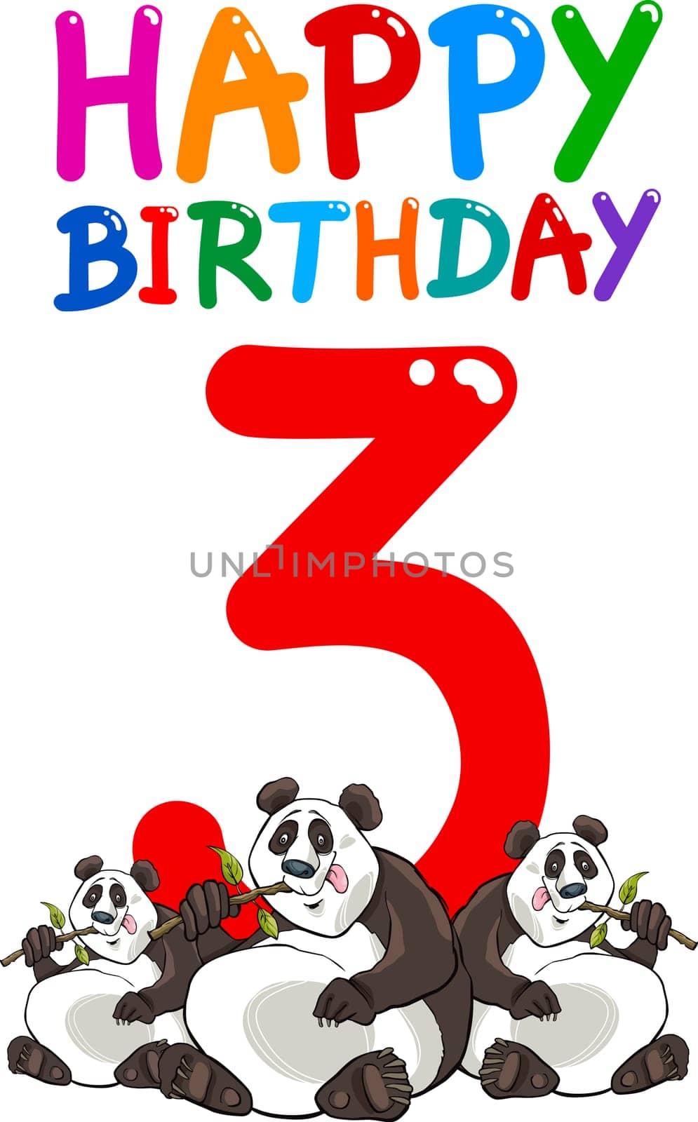 cartoon illustration design for third birthday anniversary