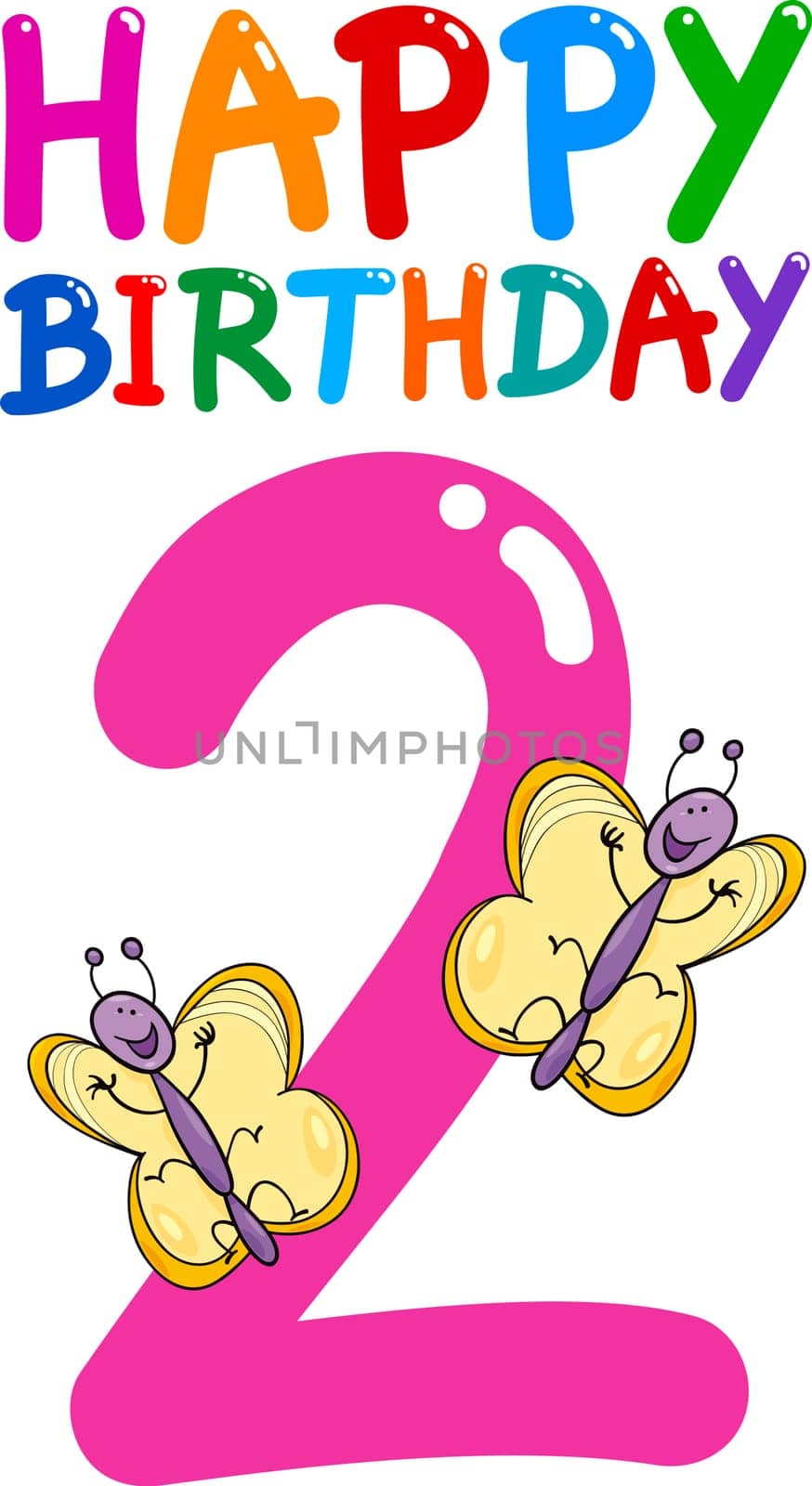 cartoon illustration design for second birthday anniversary