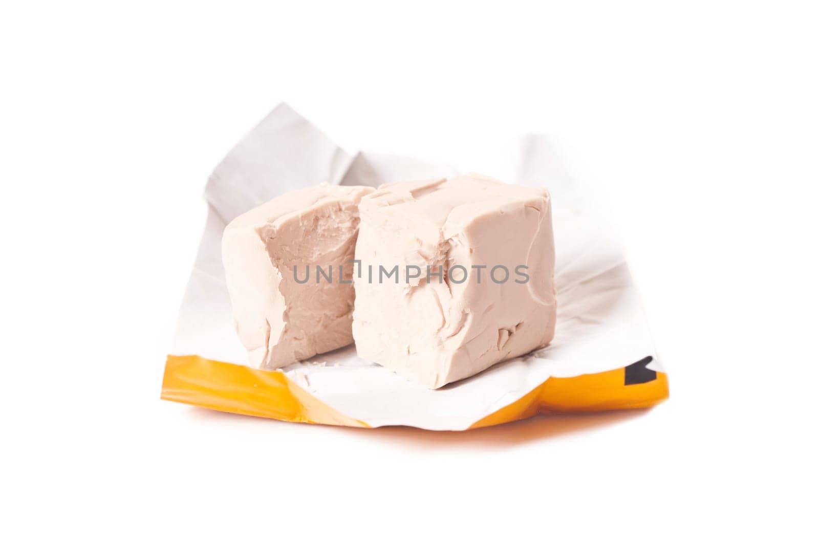 Fresh baker's yeast on white background