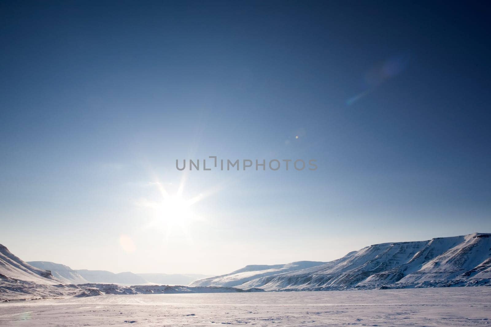A beautiful barren winter landscape in the mountains