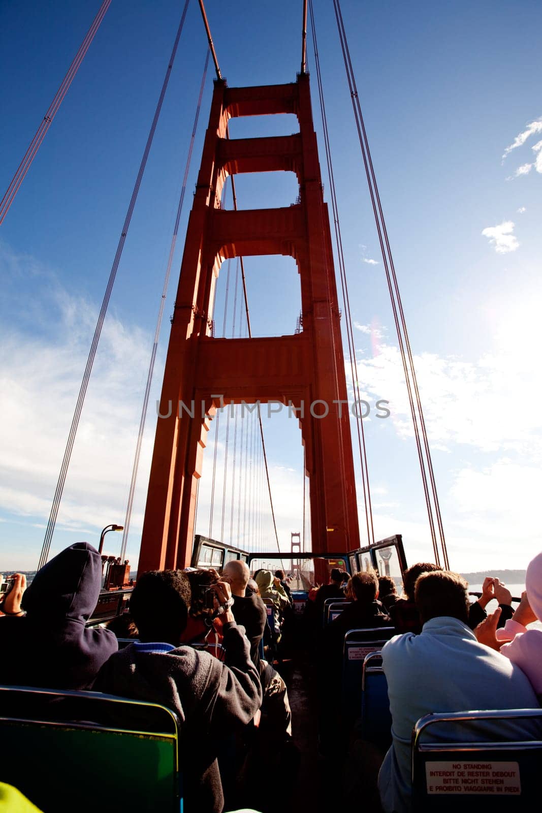 A tousit bus on the Golden Gate Bridge